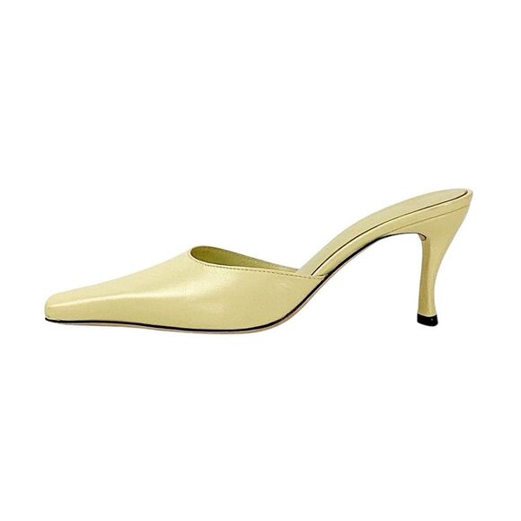 BY FAR Size 39 US 9 Selene Creased Leather Mules in Tapioca Pumps High Heels,All Products : American Fashion Style Bags On Sale